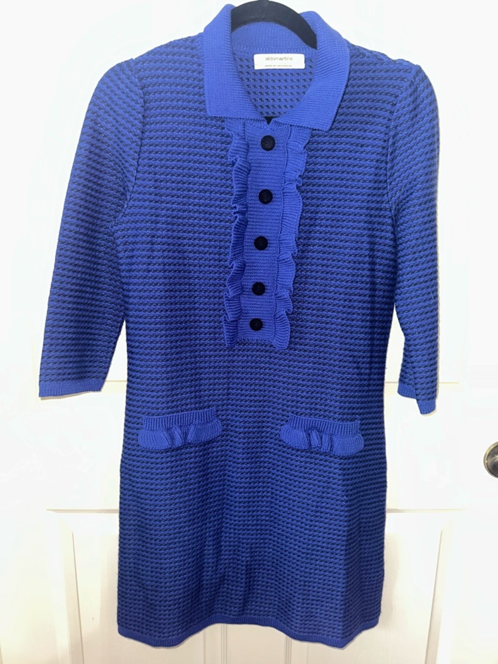 Aldo Martins Royal Blue Knit wool blend Sweater Dress S office winter fall
